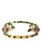 Elegant Gold-Tone Roses Crystal Diadem