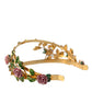 Elegant Gold-Tone Roses Crystal Diadem