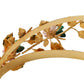 Elegant Gold-Tone Roses Crystal Diadem