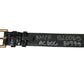 Black Textured Leather Gold Tone Metal Buckle Armband