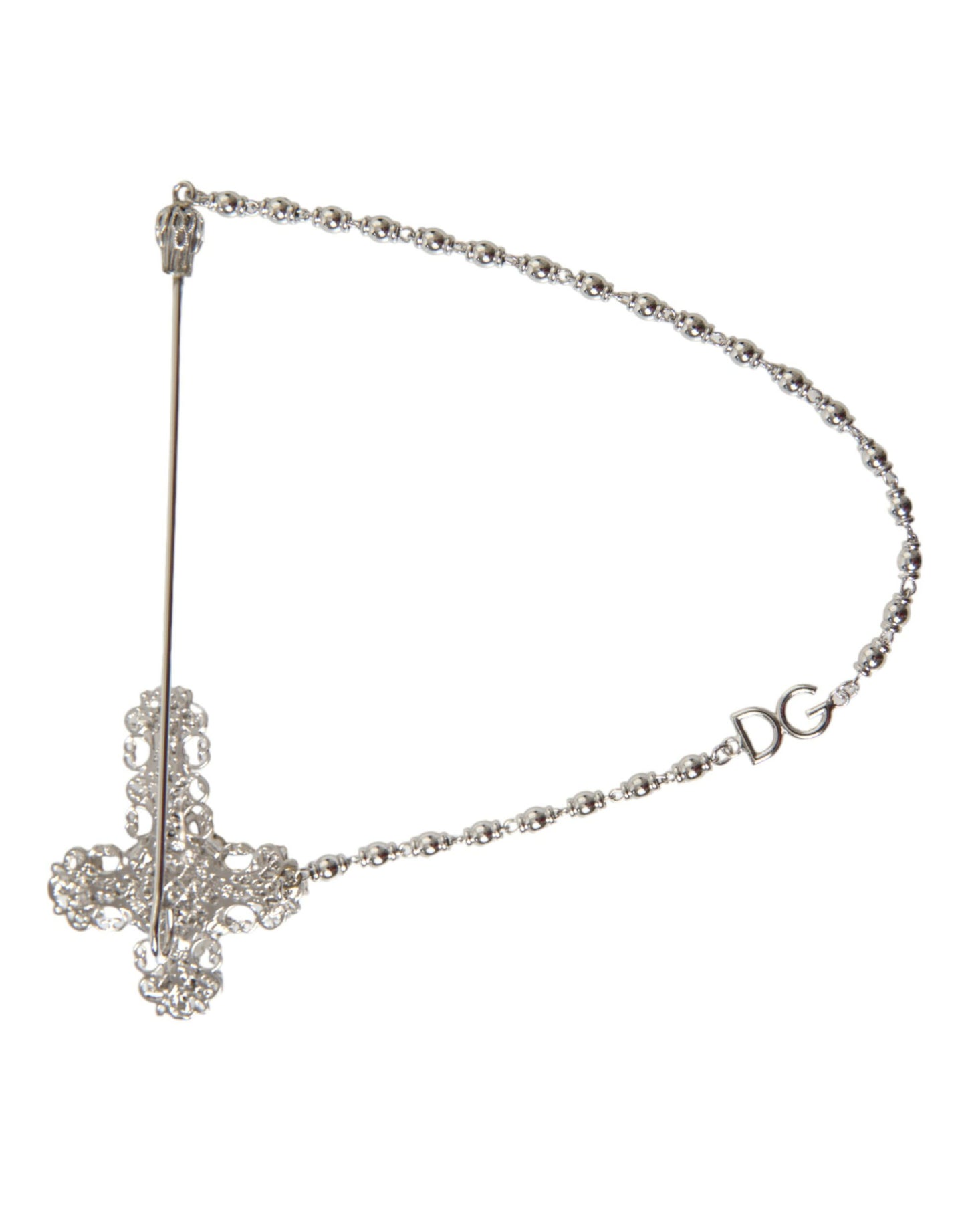 Elegant Silver Tone Crystal Lapel Pin