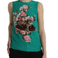 Elegant Silk Sleeveless Floral Cat Tank Top