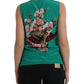 Elegant Silk Sleeveless Floral Cat Tank Top