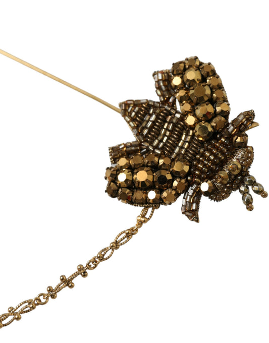 Crystal Embellished Gold Tone Bee Lapel Pin