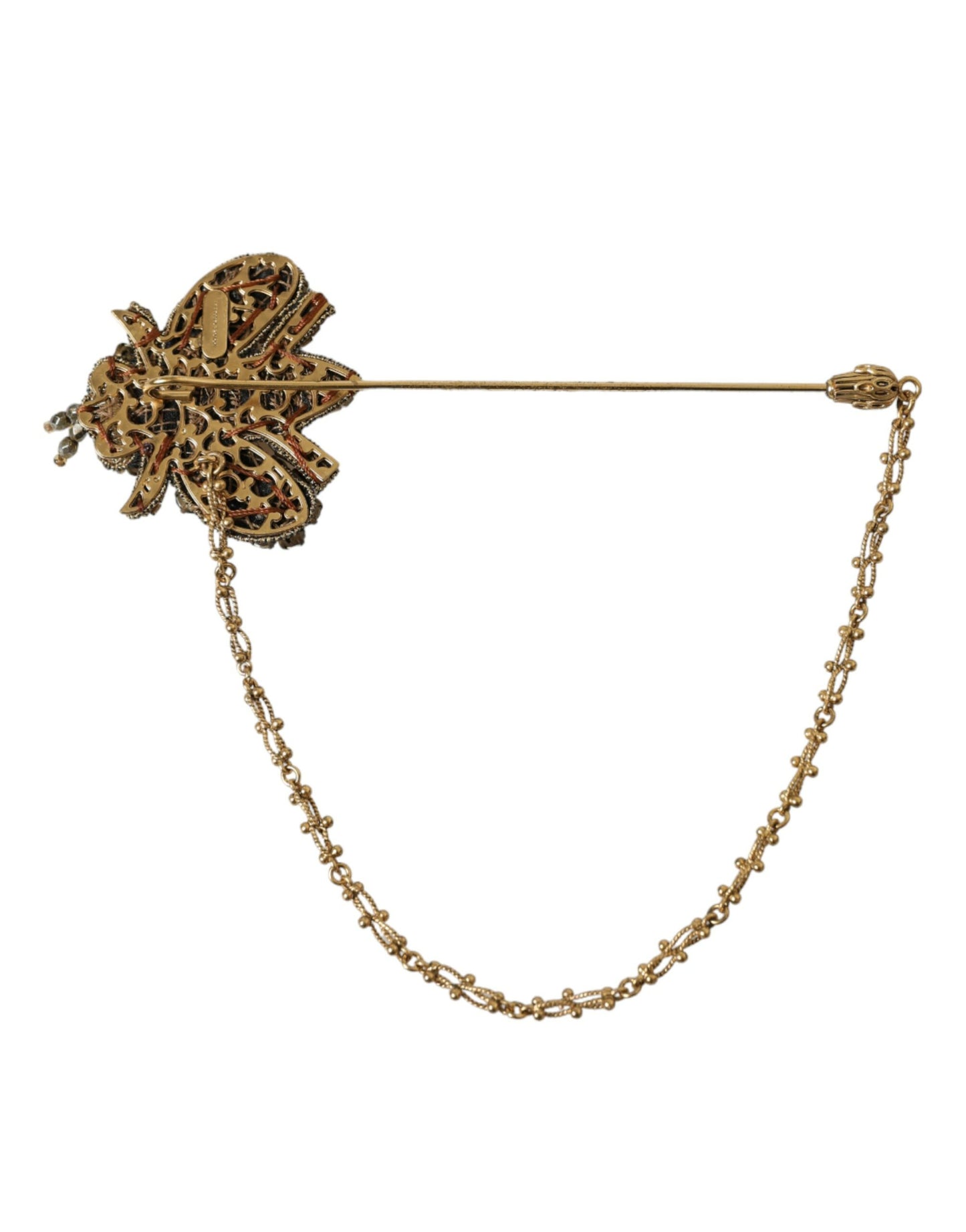 Crystal Embellished Gold Tone Bee Lapel Pin