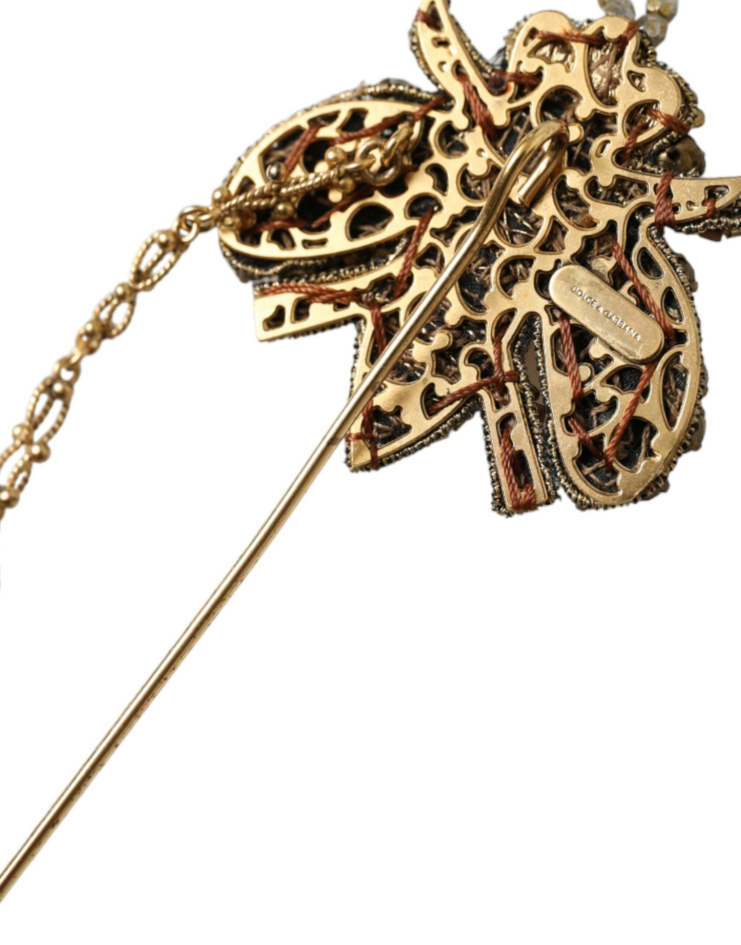 Crystal Embellished Gold Tone Bee Lapel Pin