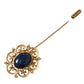 Elegant Gold Tone Silver Pin Brooch