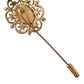 Elegant Gold Tone Silver Pin Brooch