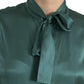 Elegant Dark Green Silk Blouse Top