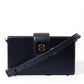 Elegant Dark Blue Lambskin Leather Box Bag