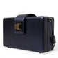 Elegant Dark Blue Lambskin Leather Box Bag