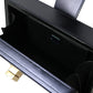 Elegant Dark Blue Lambskin Leather Box Bag
