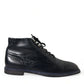 Navy Blue Leather Ankle Boots