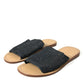 Chic Monochrome Raffia Slides