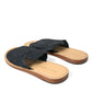 Chic Monochrome Raffia Slides