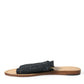 Chic Monochrome Raffia Slides