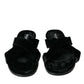 Elegant Black Cross Strap Slide Sandals