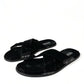 Elegant Black Cross Strap Slide Sandals