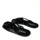 Elegant Black Cross Strap Slide Sandals
