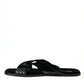 Elegant Black Cross Strap Slide Sandals
