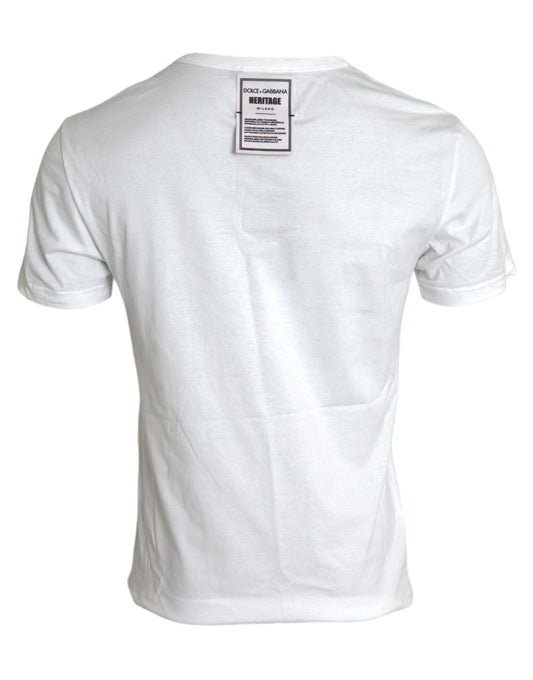 Elegant White Cotton Crew Neck Tee