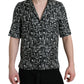 Elegant Silk Polo T-Shirt with Trumpet Print