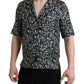 Elegant Silk Polo T-Shirt with Trumpet Print