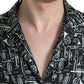 Elegant Silk Polo T-Shirt with Trumpet Print