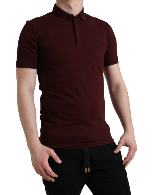 Elegant Maroon Cotton Polo T-Shirt