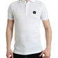 Elegant White Cotton Polo Tee with Logo Patch