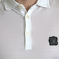 Elegant White Cotton Polo Tee with Logo Patch