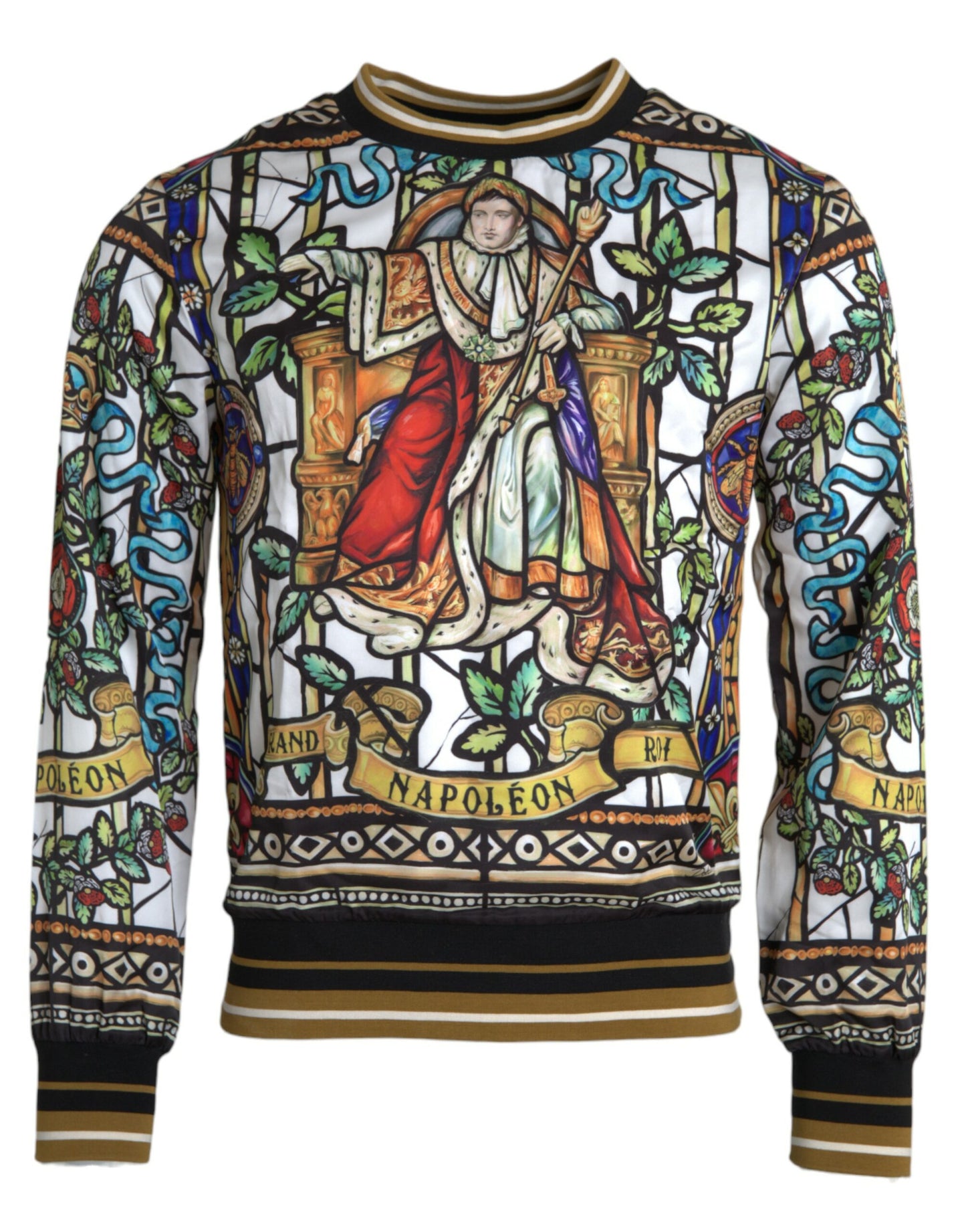 Napoleon Print Crew Neck Pullover Sweater