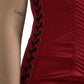 Elegant Satin Corset Midi Dress in Red