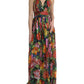 Chic Floral Maxi Slip Dress in Multicolor Silk