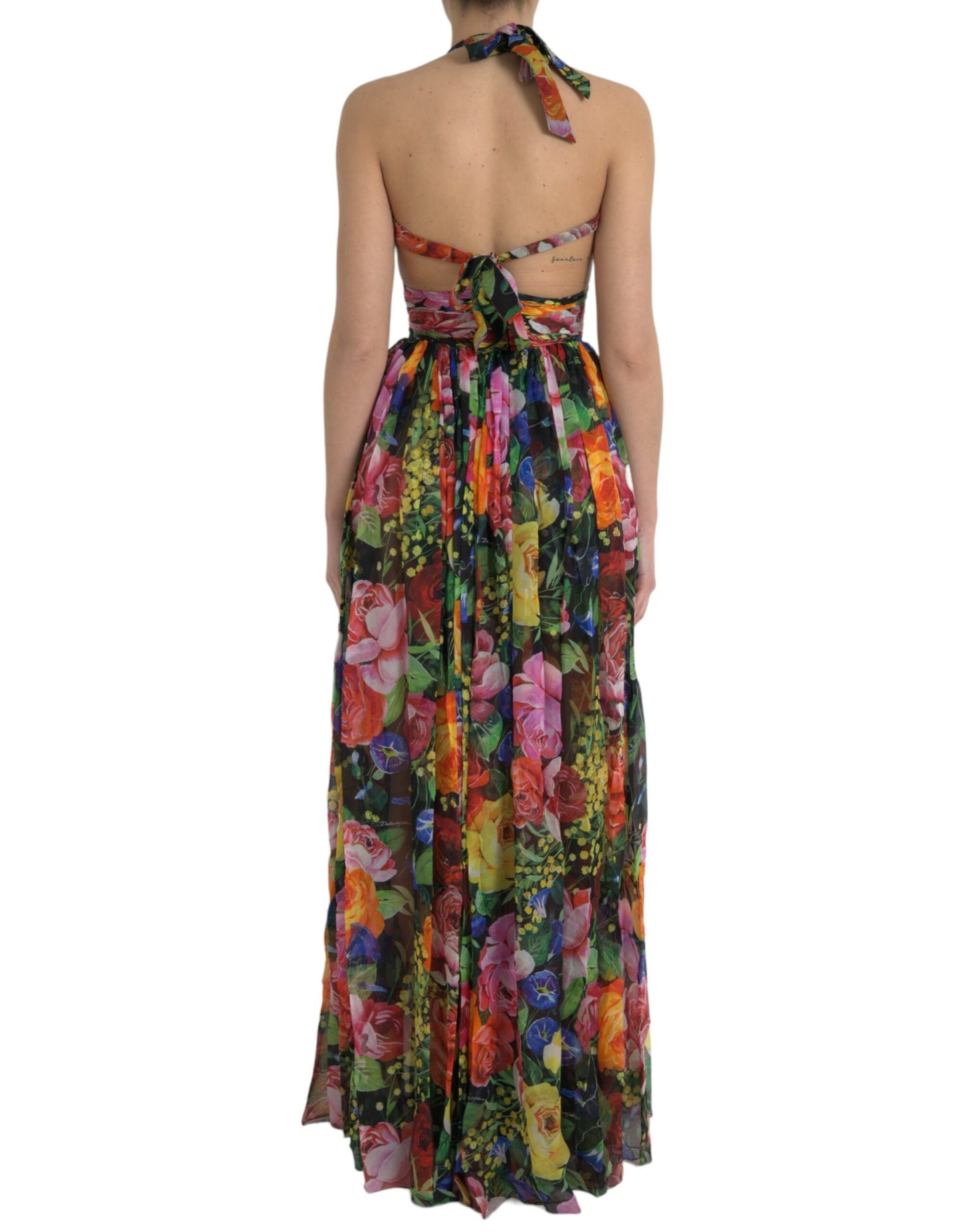 Chic Floral Maxi Slip Dress in Multicolor Silk