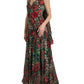 Multicolor Silk Maxi Evening Dress