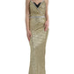 Golden Sequin Evening Dress with Silk Blend Lining
