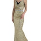 Golden Sequin Evening Dress with Silk Blend Lining