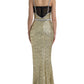 Golden Sequin Evening Dress with Silk Blend Lining