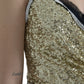Golden Sequin Evening Dress with Silk Blend Lining