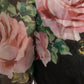 Elegant Black Silk Maxi Dress with Rose Print