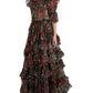 Ethereal Floral & Leopard Print Maxi Gown