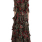 Ethereal Floral & Leopard Print Maxi Gown