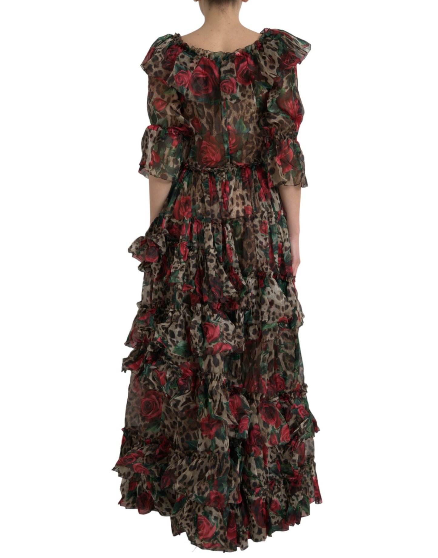 Ethereal Floral & Leopard Print Maxi Gown