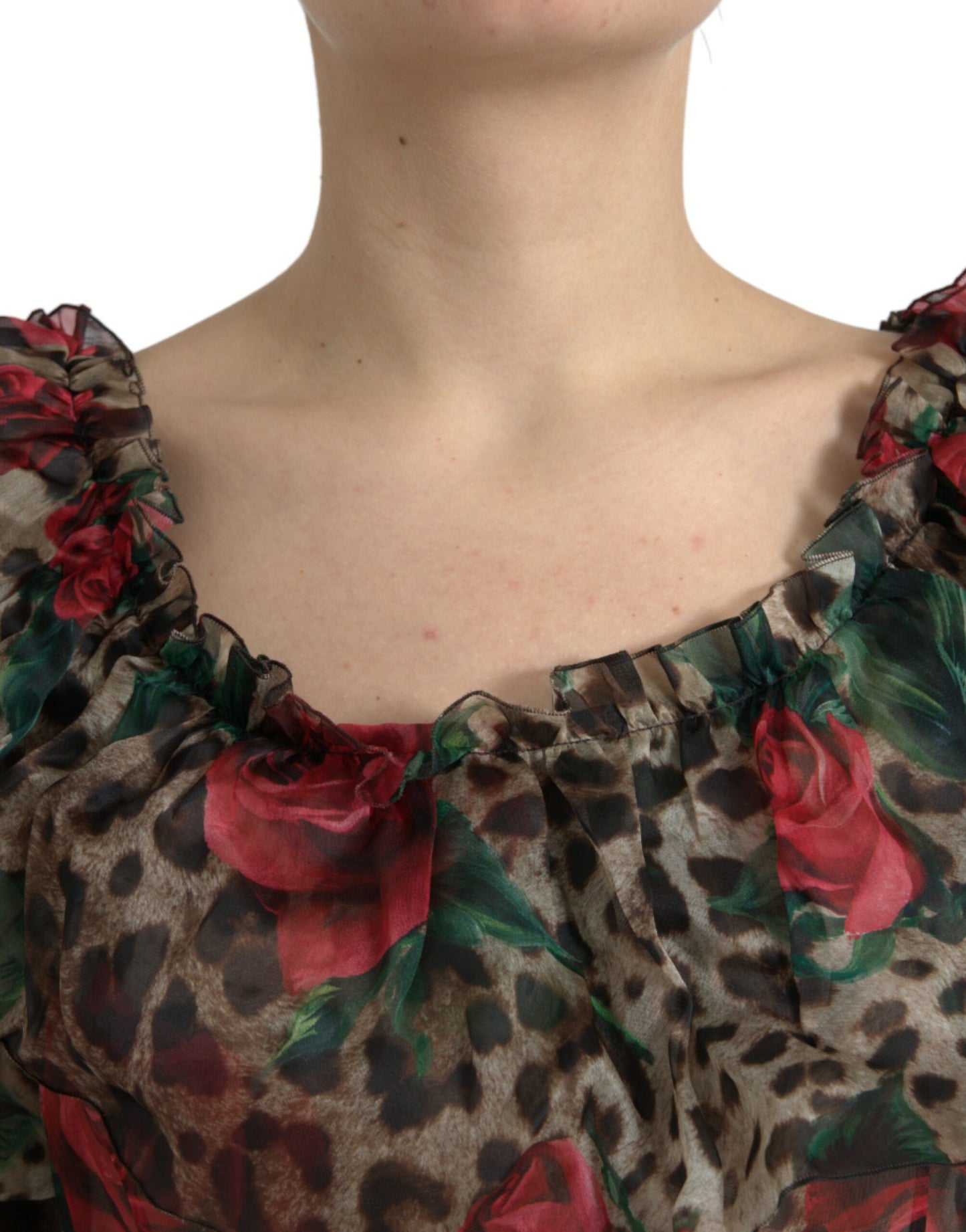 Ethereal Floral & Leopard Print Maxi Gown