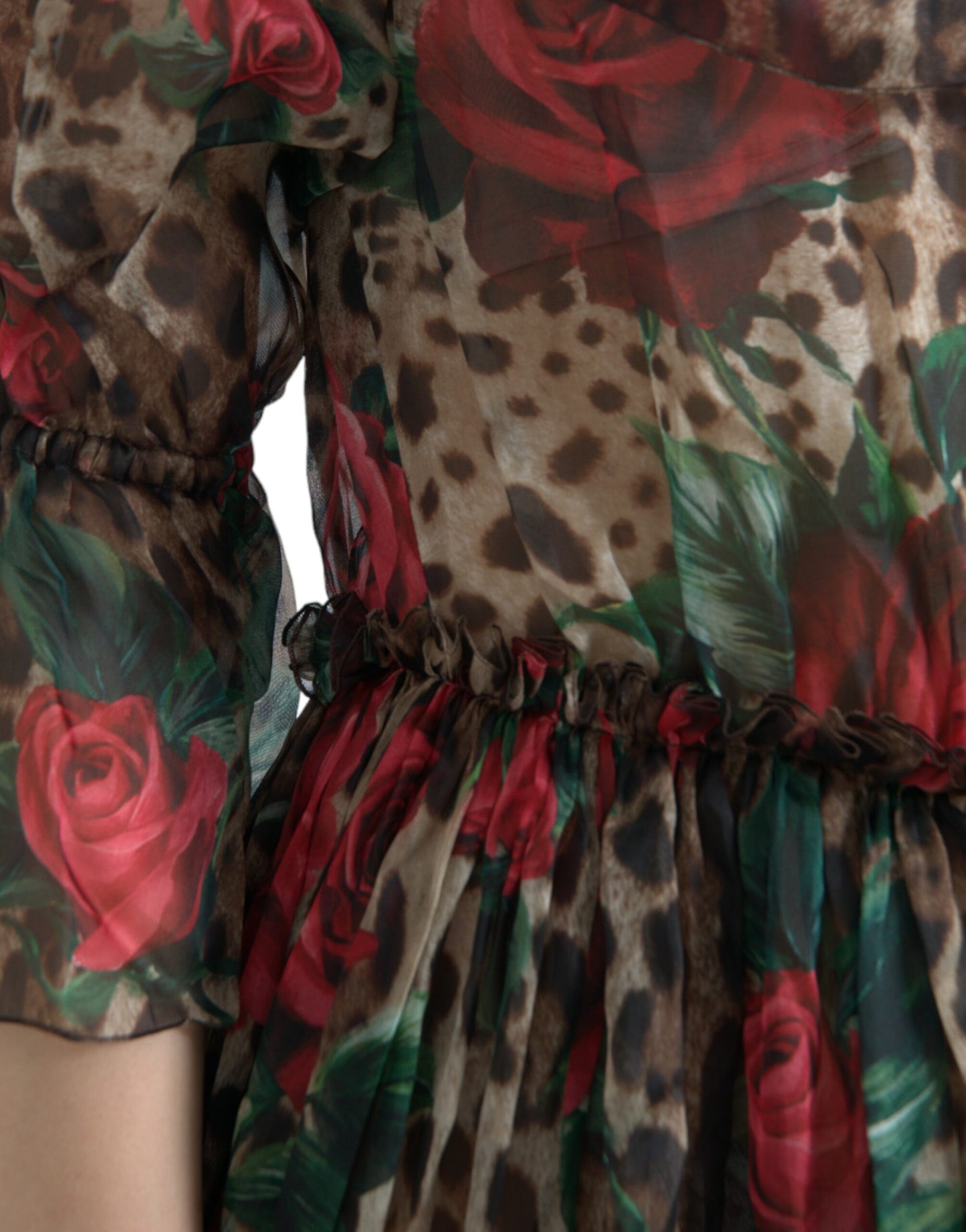 Ethereal Floral & Leopard Print Maxi Gown