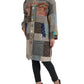 Multicolor Patchwork Trench Coat Jacket
