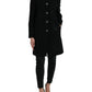 Elegant Floral Buttoned Wool Trench Coat