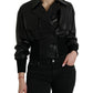 Elegant Black Leather Blouson Jacket