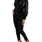 Elegant Black Leather Blouson Jacket